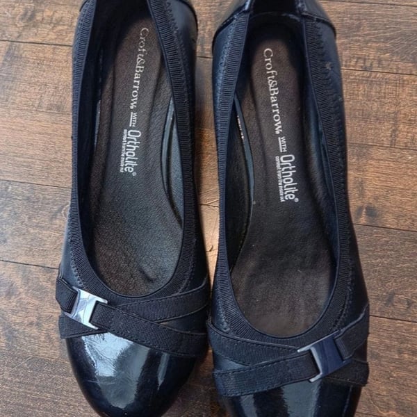 Croft & Barrow Black Patent Wedge Heel Shoes With Ortholite