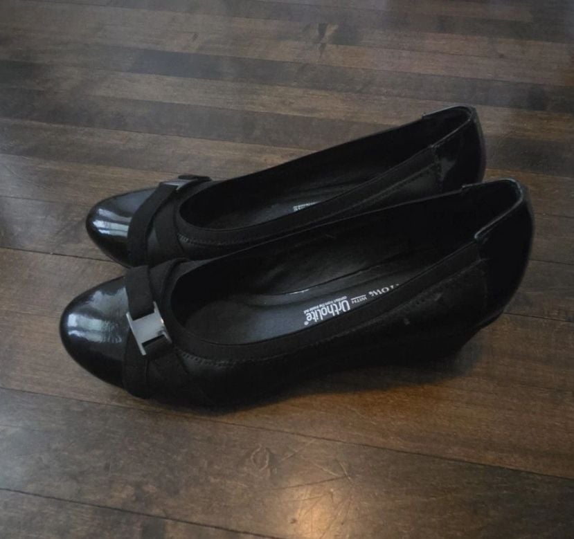 Croft & Barrow Black Patent Wedge Heel Shoes With Ortholite 5