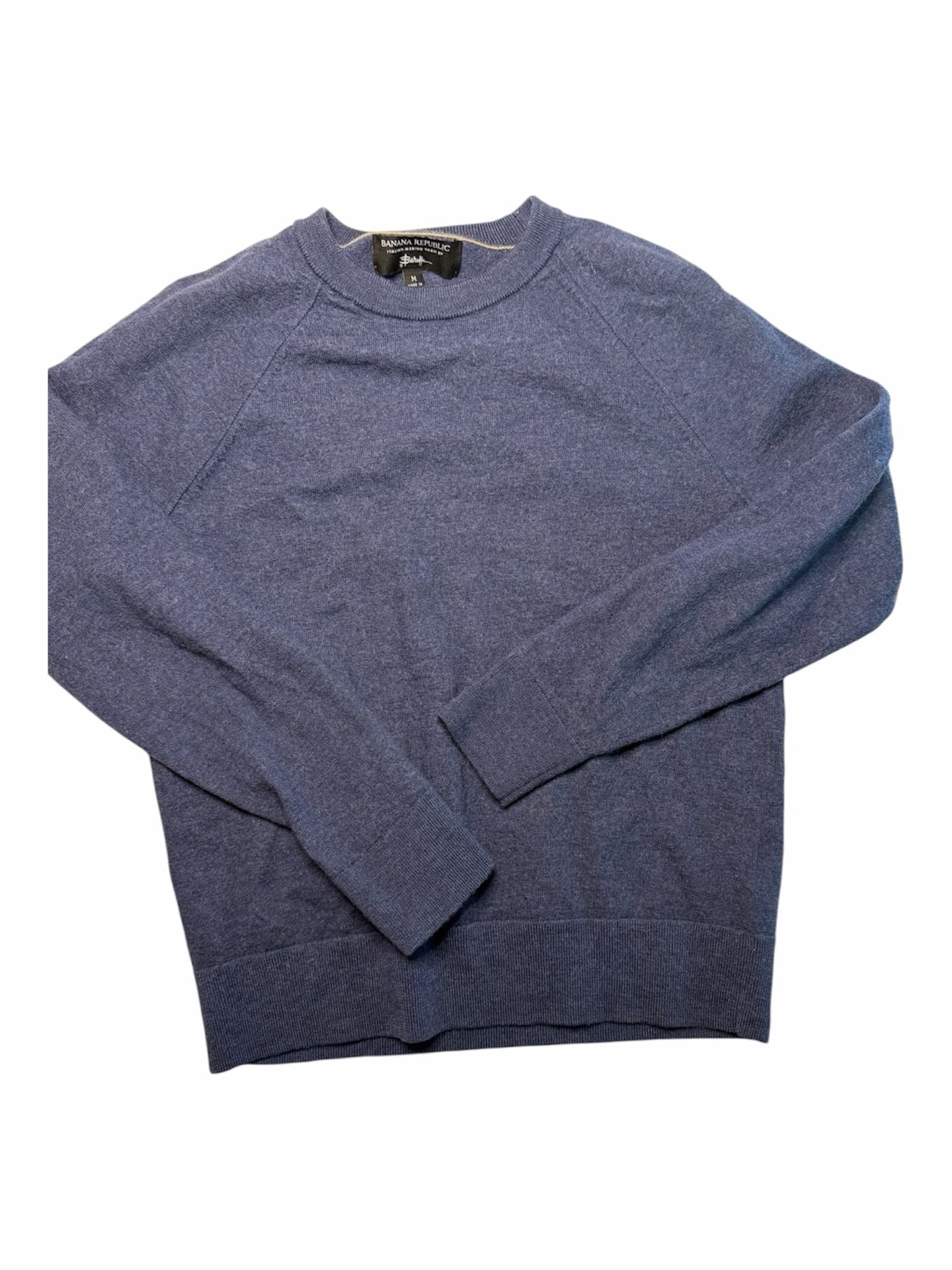 Banana Republic Italian Merino Yarn by Baruffa Blue Crew Neck Sweater Medium 2