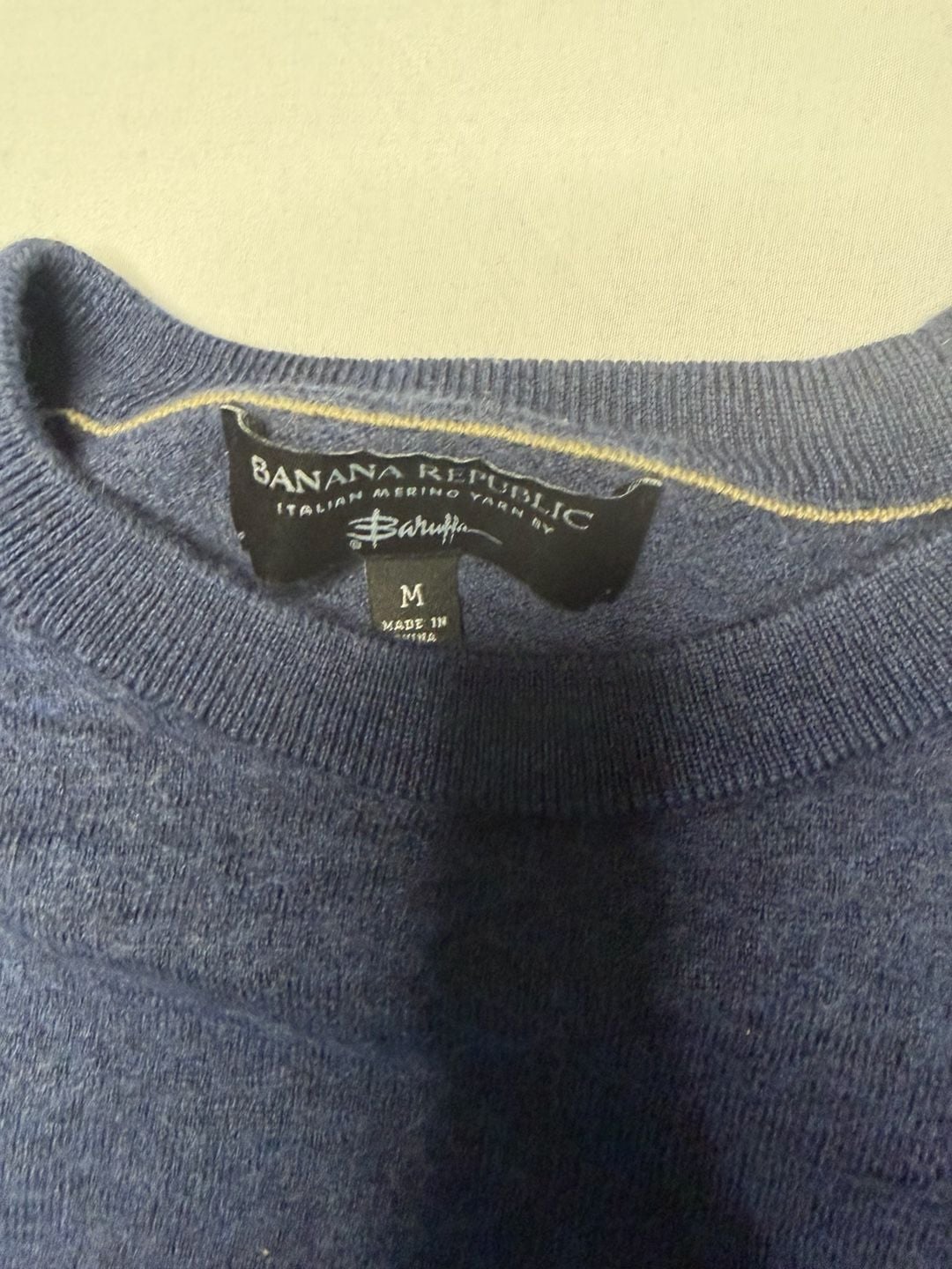Banana Republic Italian Merino Yarn by Baruffa Blue Crew Neck Sweater Medium 3