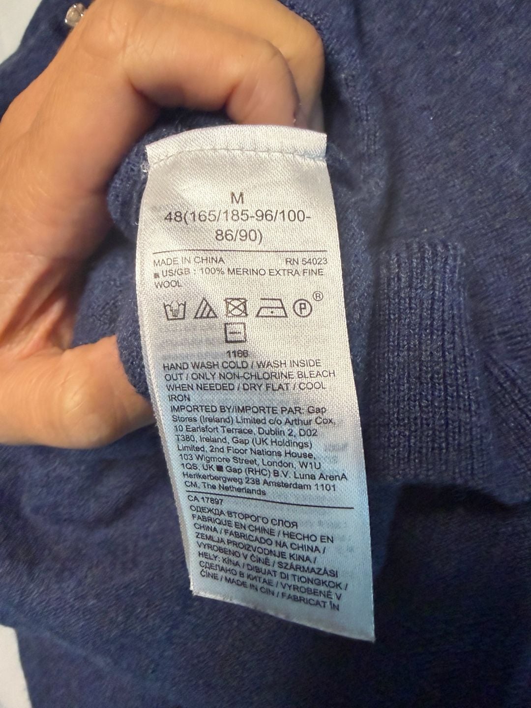 Banana Republic Italian Merino Yarn by Baruffa Blue Crew Neck Sweater Medium 5