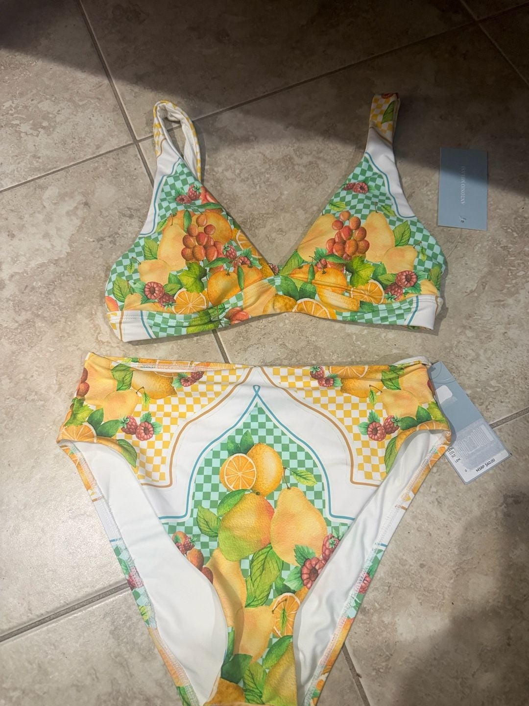 Antonio Melani Fruit Print Halter Bikini Top and High Waist Bottom Set Size S NWT 2