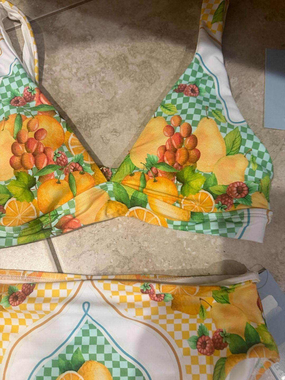 Antonio Melani Fruit Print Halter Bikini Top and High Waist Bottom Set Size S NWT 4