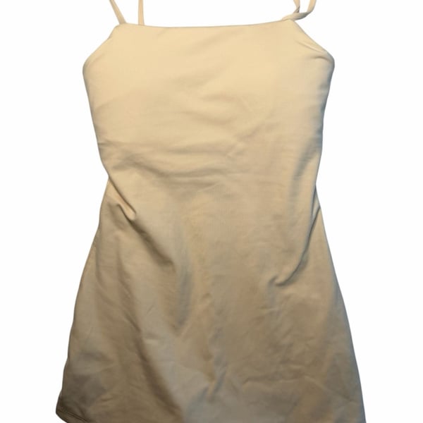 Nova Sport Beige Active Mini Dress with Built-In Shorts and Strappy Back