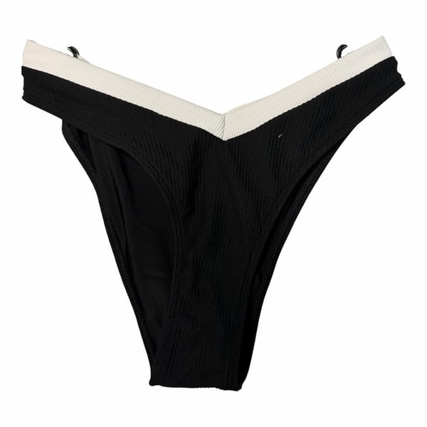 Berlook Black and White Ribbed V-Cut Bikini Bottoms Size S
