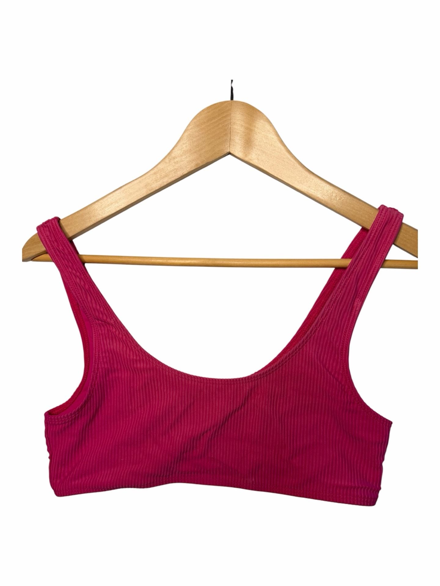 Frankies Bikinis Pink Ribbed Scoop Bikini Top 2