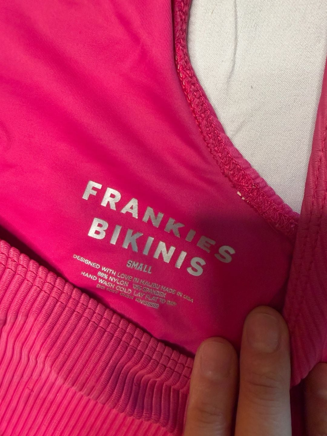 Frankies Bikinis Pink Ribbed Scoop Bikini Top 3