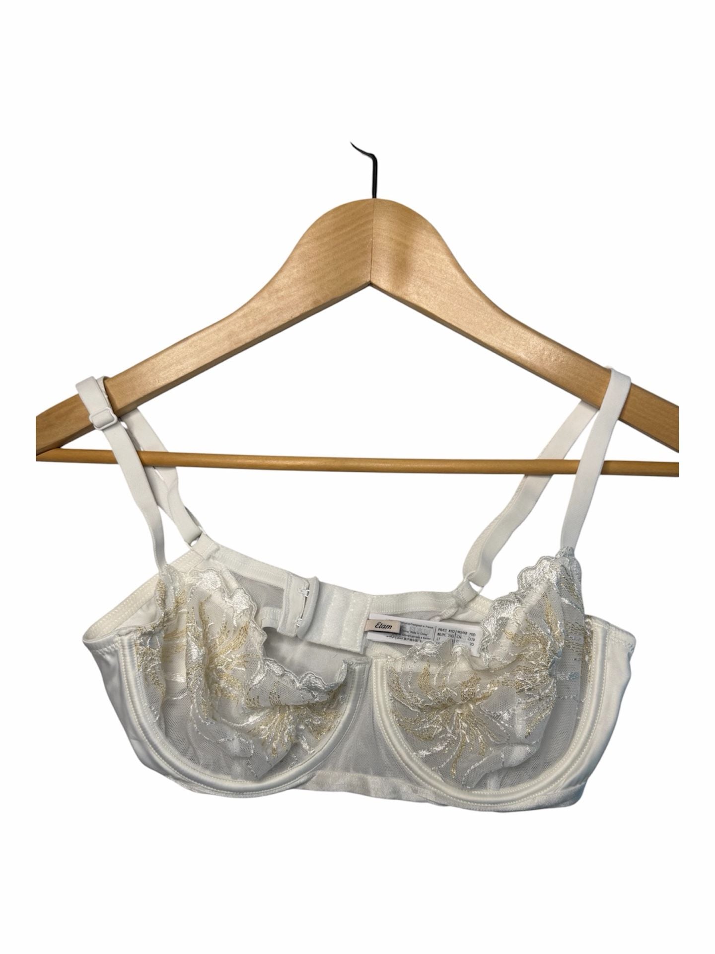 Etam White Embroidered Underwire Balconette Bra Size 32D 2