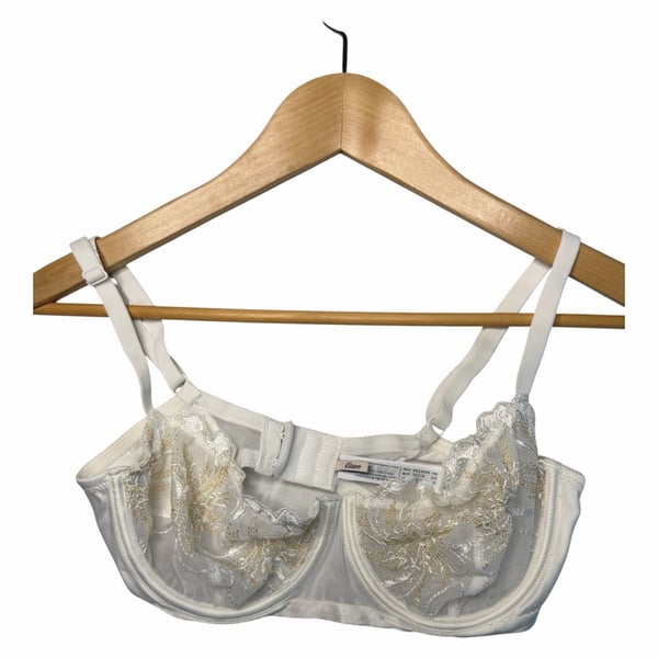Etam White Embroidered Underwire Balconette Bra Size 32D