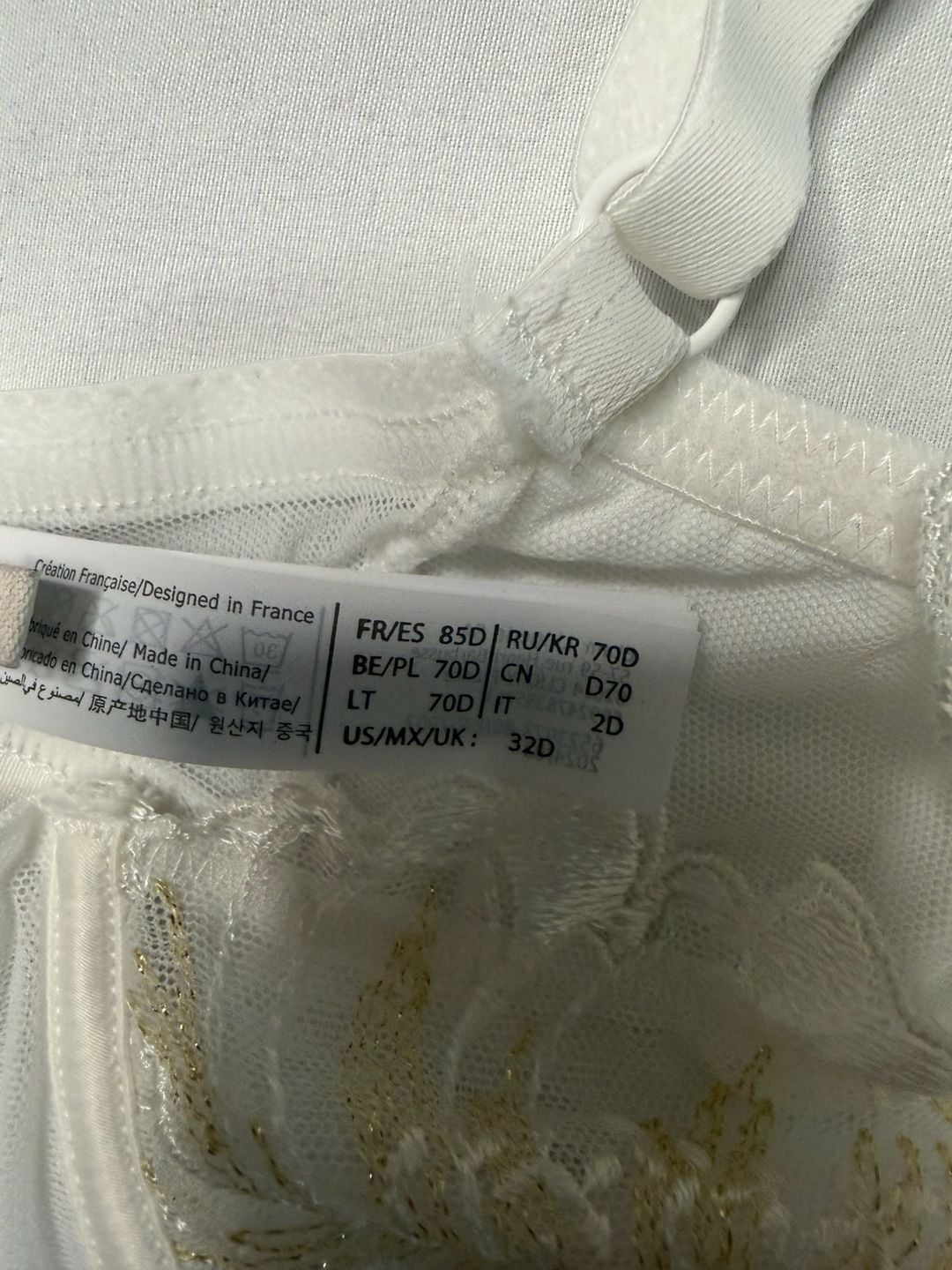 Etam White Embroidered Underwire Balconette Bra Size 32D 3