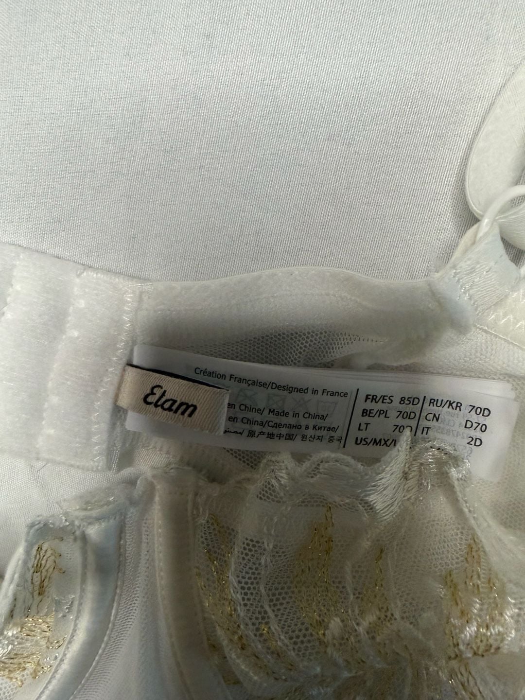 Etam White Embroidered Underwire Balconette Bra Size 32D 4