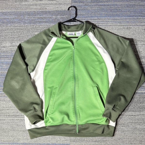 Lee Sport Vintage Green White Colorblock Full Zip Track jacket
