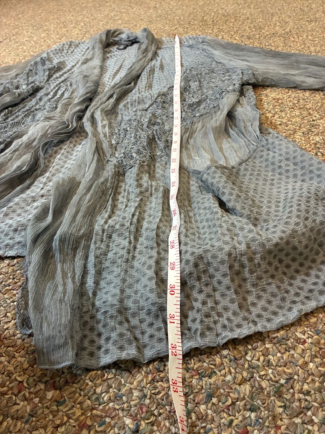 Chico's Travelers Collection Gray Fairy Lagenlook Open Gauzy Sheer Cardigan Size 2 7