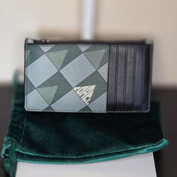 Coach Zip Card Case In Geometric Diamond Print