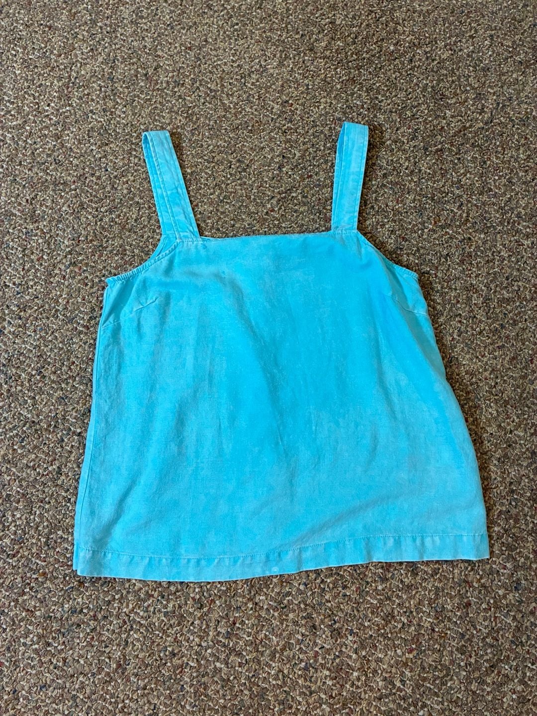 Casacabana Blue Cotton Linen Square Neck Button-Front Tank Top Size S 2