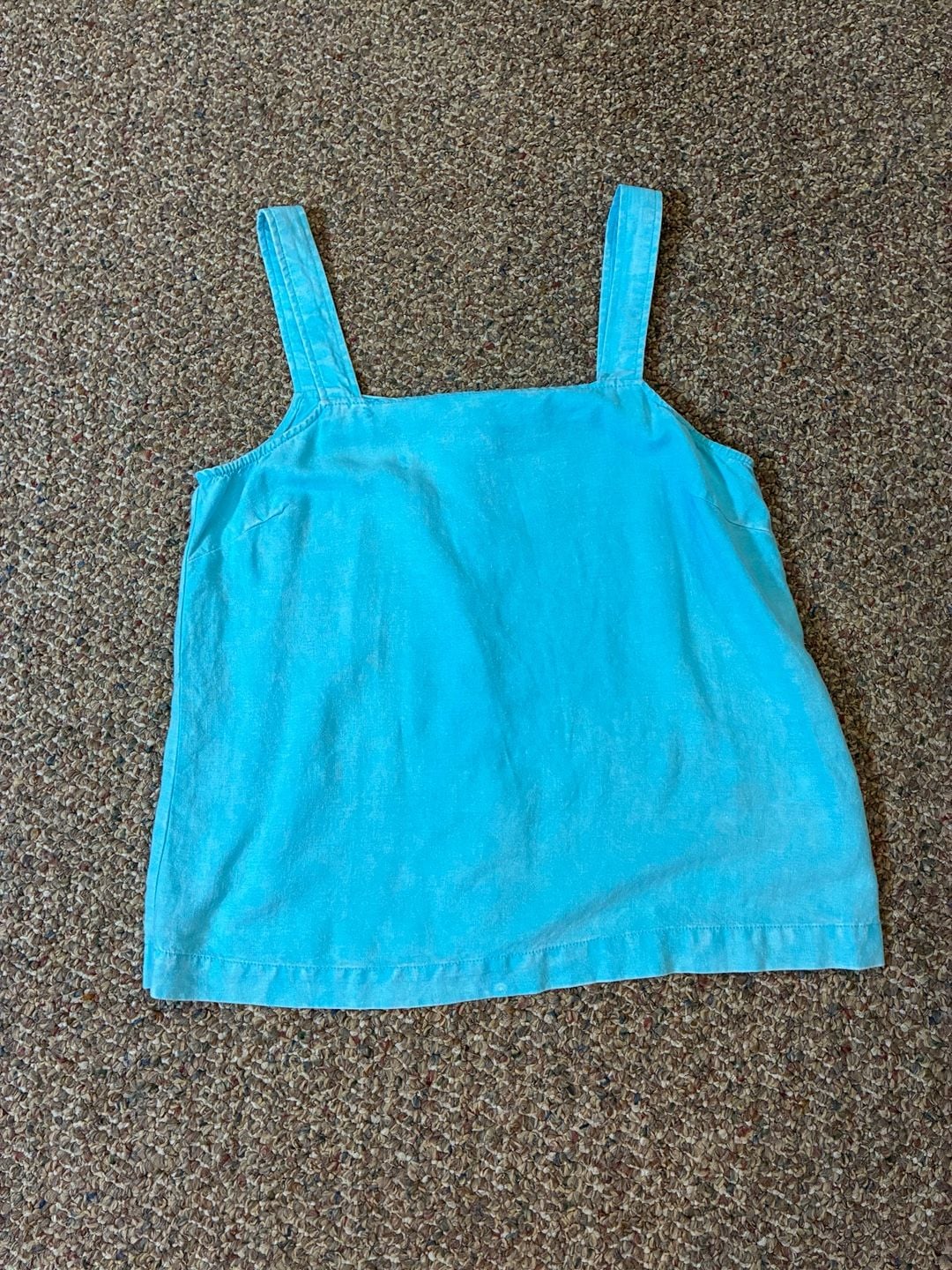Casacabana Blue Cotton Linen Square Neck Button-Front Tank Top Size S 3