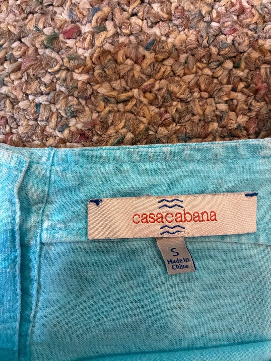 Casacabana Blue Cotton Linen Square Neck Button-Front Tank Top Size S 6