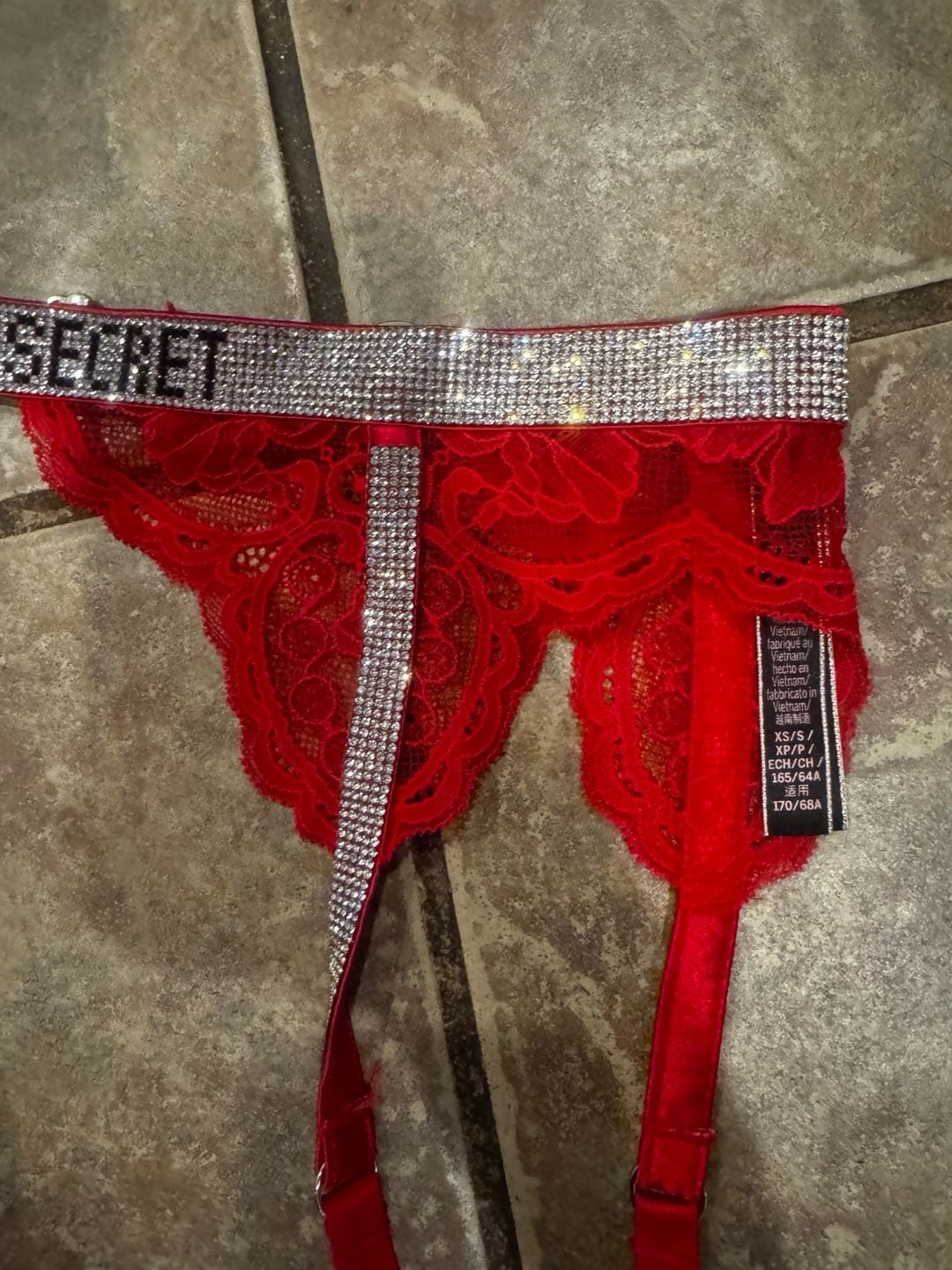 Victoria's Secret Red Shine Strap Lingerie Set Teddy and Thong 7