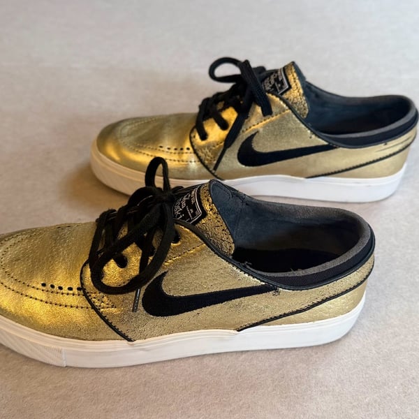 Nike SB Stefan Janoski Zoom Leather Men’s 7 Metallic Gold Black 616490-702