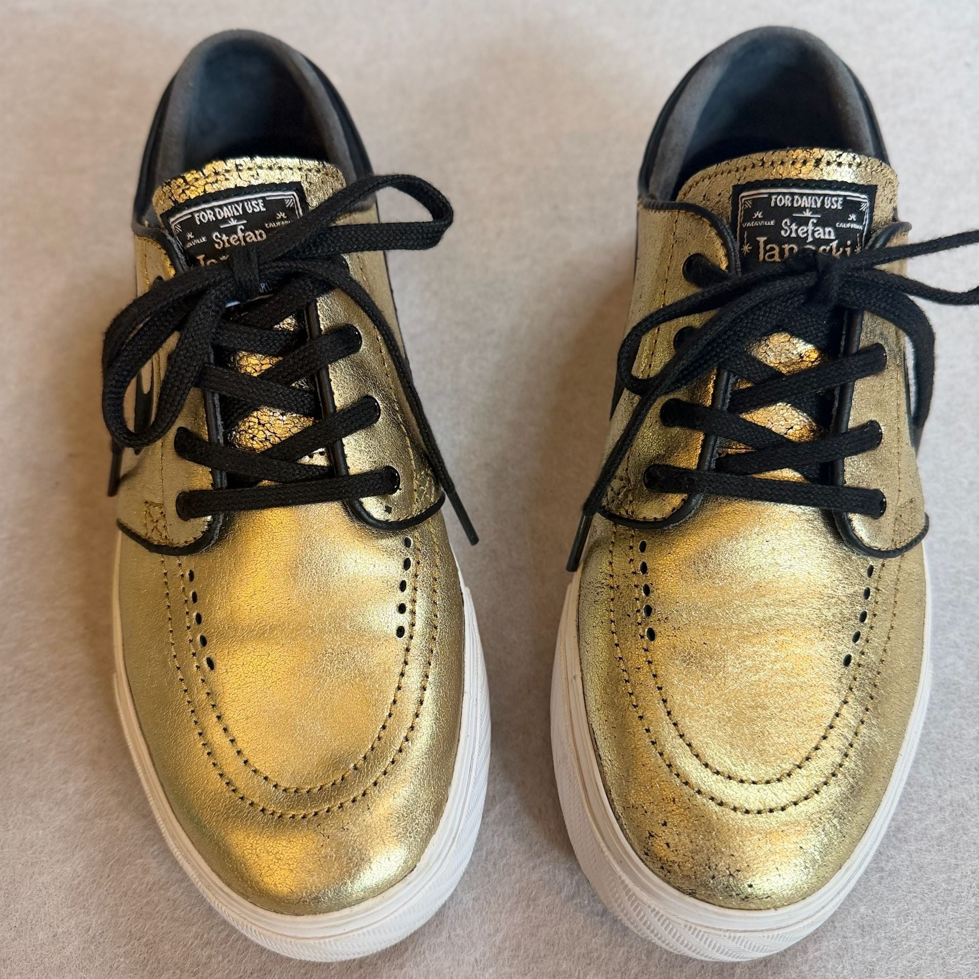 Nike SB Stefan Janoski Zoom Leather Men’s 7 Metallic Gold Black 616490-702 3