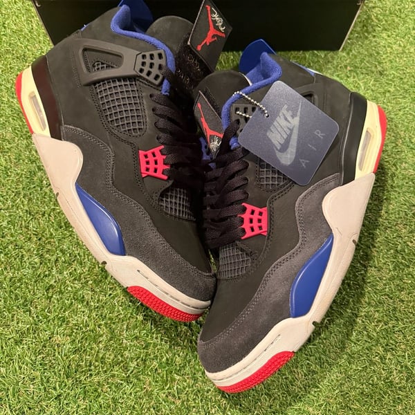Air Jordan 4 Retro Rare Air Black Fire Red Deep Royal Blue Size 1