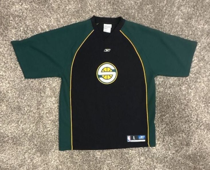 Vintage Reebok Seattle SuperSonics NBA Basketball Warm Up Shirt Men's Large 2