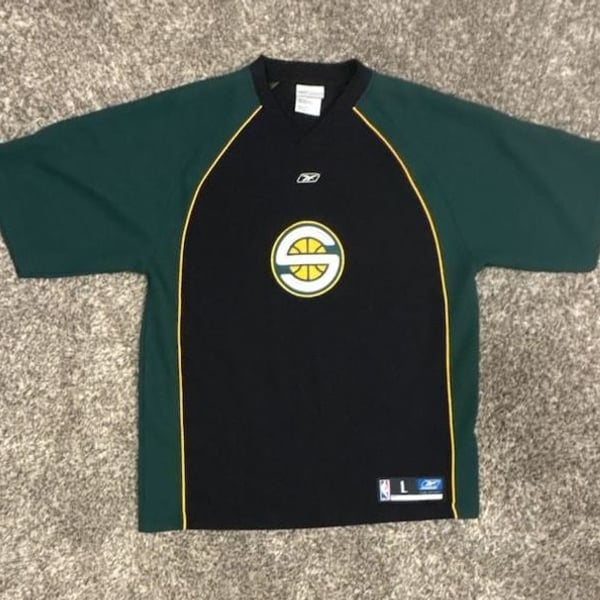 Vintage Reebok Seattle SuperSonics NBA Basketball Warm Up Shirt Men's Large