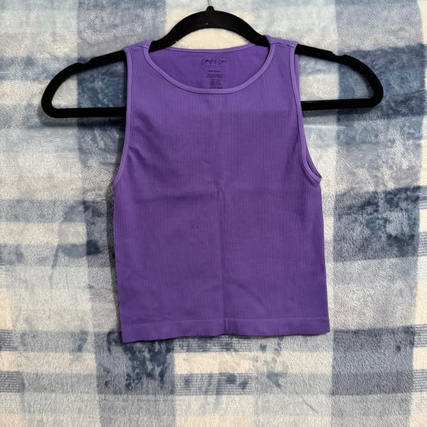 Comfort Cove Clothing Purple High Neck Ribbed Cropped Tank Top OS