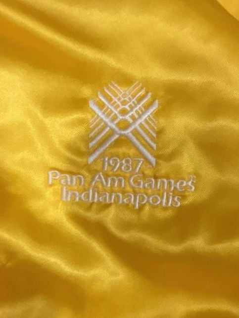 Vintage 1987 Pan Am Games Indianapolis Hartwell Yellow Bomber Jacket Medium 3