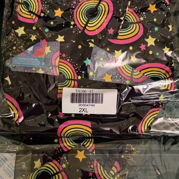 Cheek Boss Neon Rainbow Star Print Thong Underwear 2XL