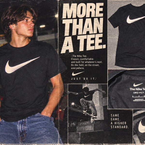 Dri-FIT The Nike Tee Short Sleeve Black T-Shirt with Striped Swoosh Logo Size S