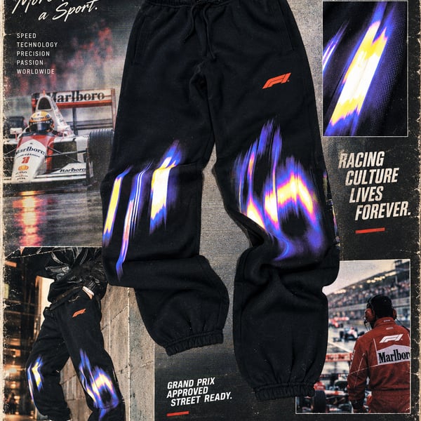 PacSun Formula 1 Graphic Fleece Sweatpants Black NWT