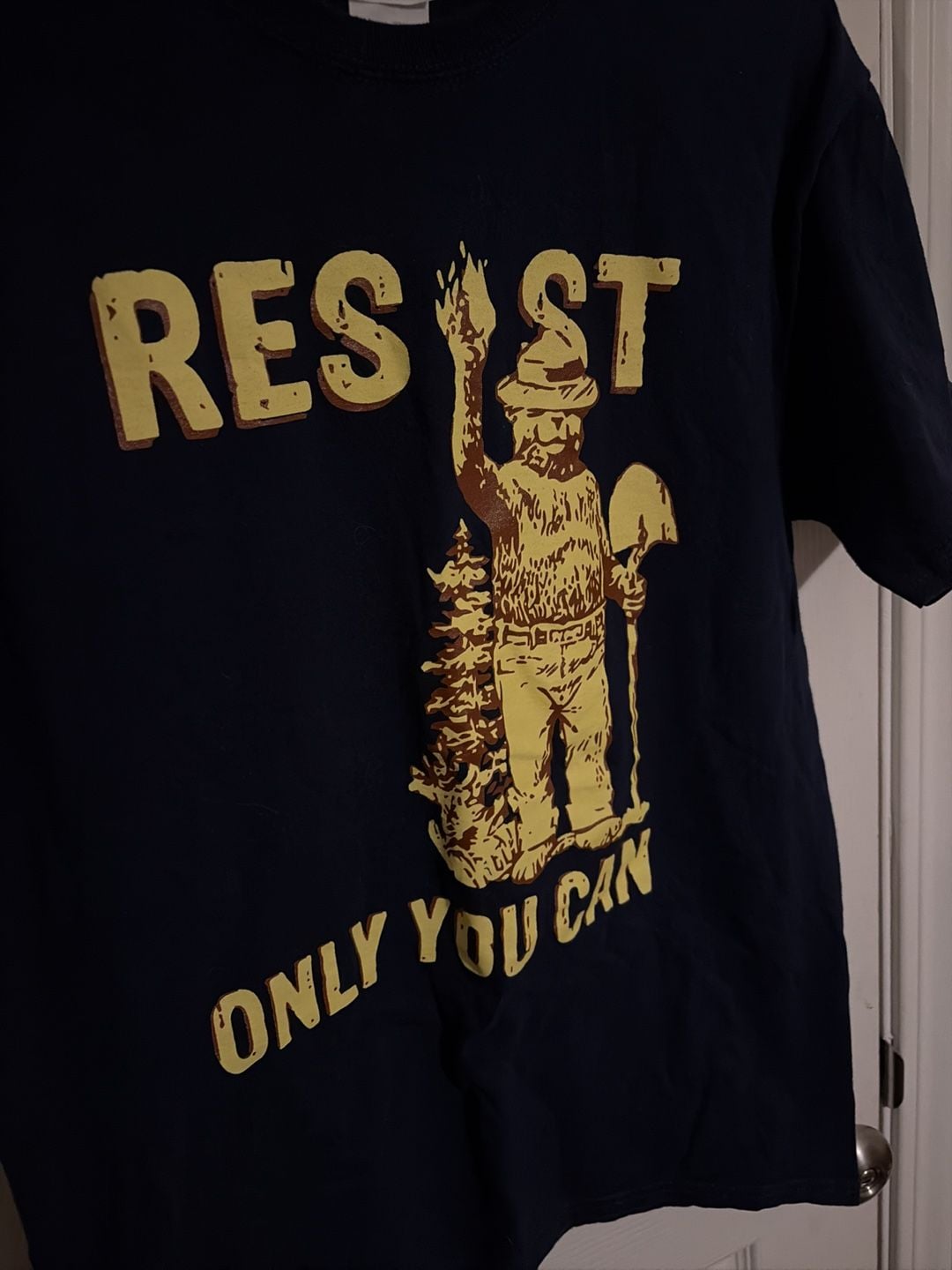 Fruit of the Loom Heavy HD Cotton Smokey Bear Resist Only You Can Graphic T-Shirt Navy Medium 4