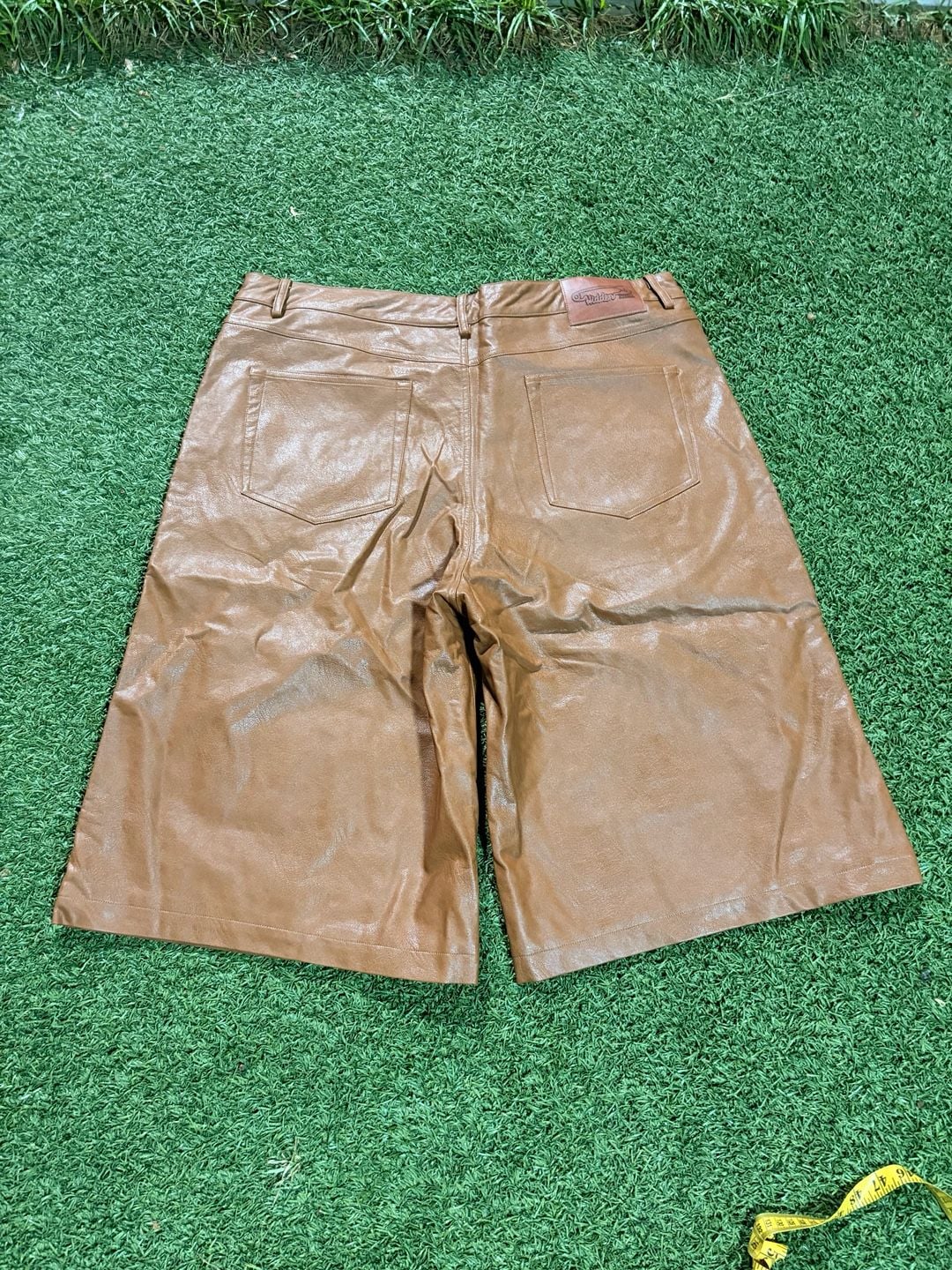 Hidden Season Brown Faux Leather Bermuda Shorts Size 2XL 3
