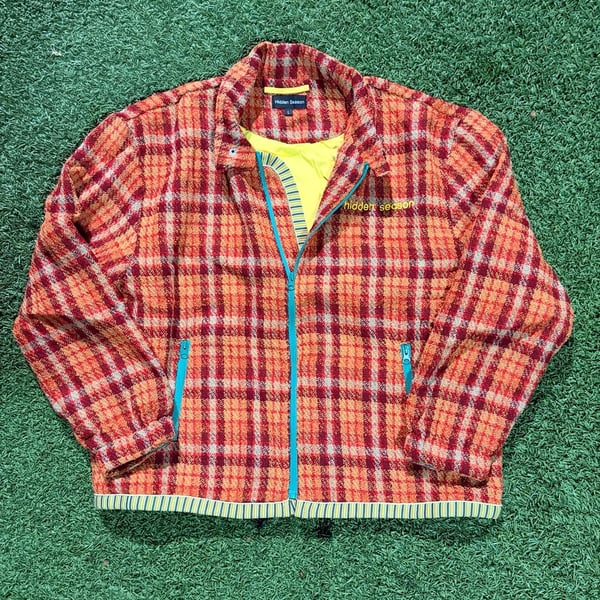 Hidden Season Red Plaid Tweed Zip Jacket Size L