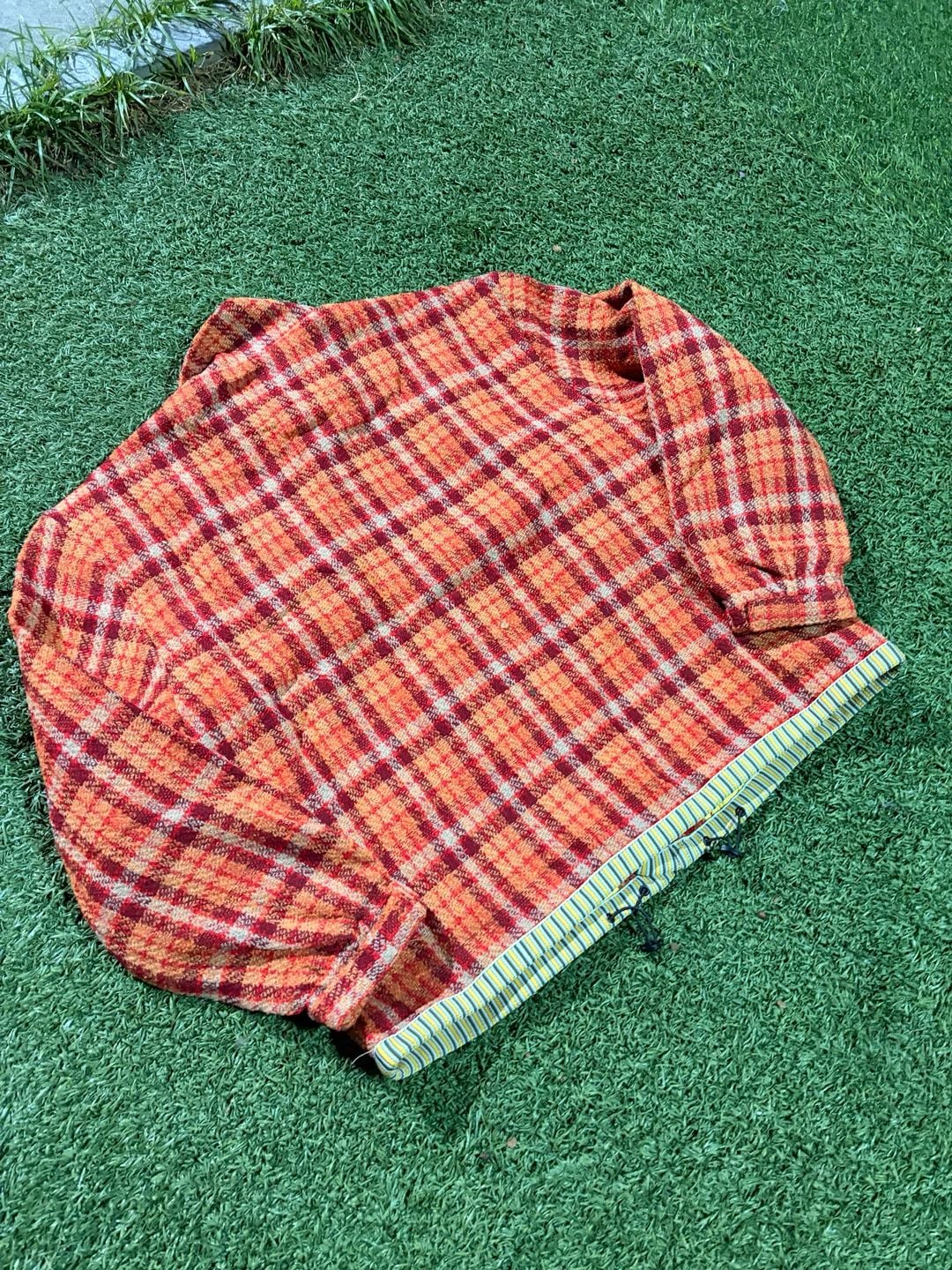 Hidden Season Red Plaid Tweed Zip Jacket Size L 5