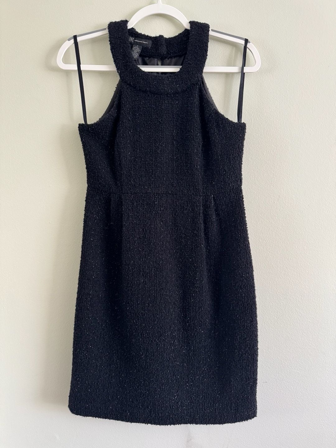INC International Concepts Black Tweed Wool Blend Halter Dress Size 0 2