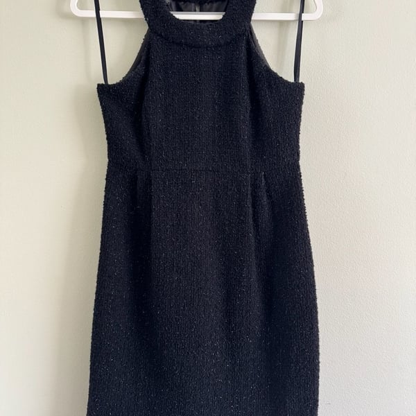 INC International Concepts Black Tweed Wool Blend Halter Dress Size 0