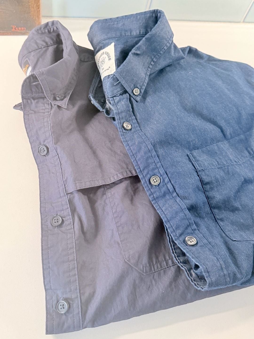Lot of 2 men’s Button-Up Shirts 3XL, one long sleeved and one short, workwear 1