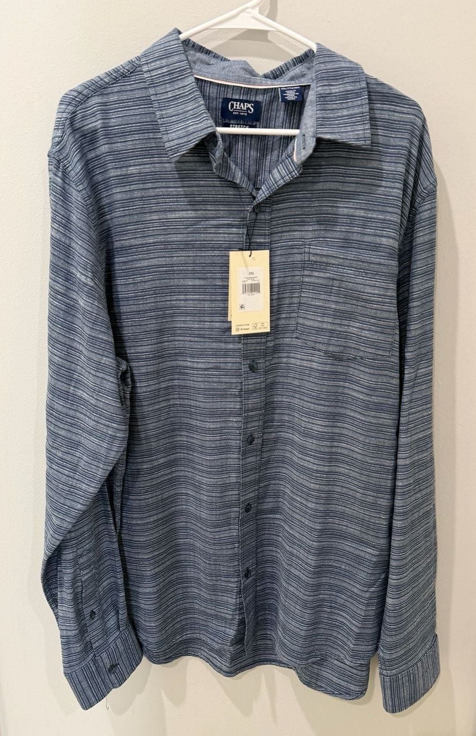 Men’s Stretch Long Sleeve Button Down Shirt 2XL 2
