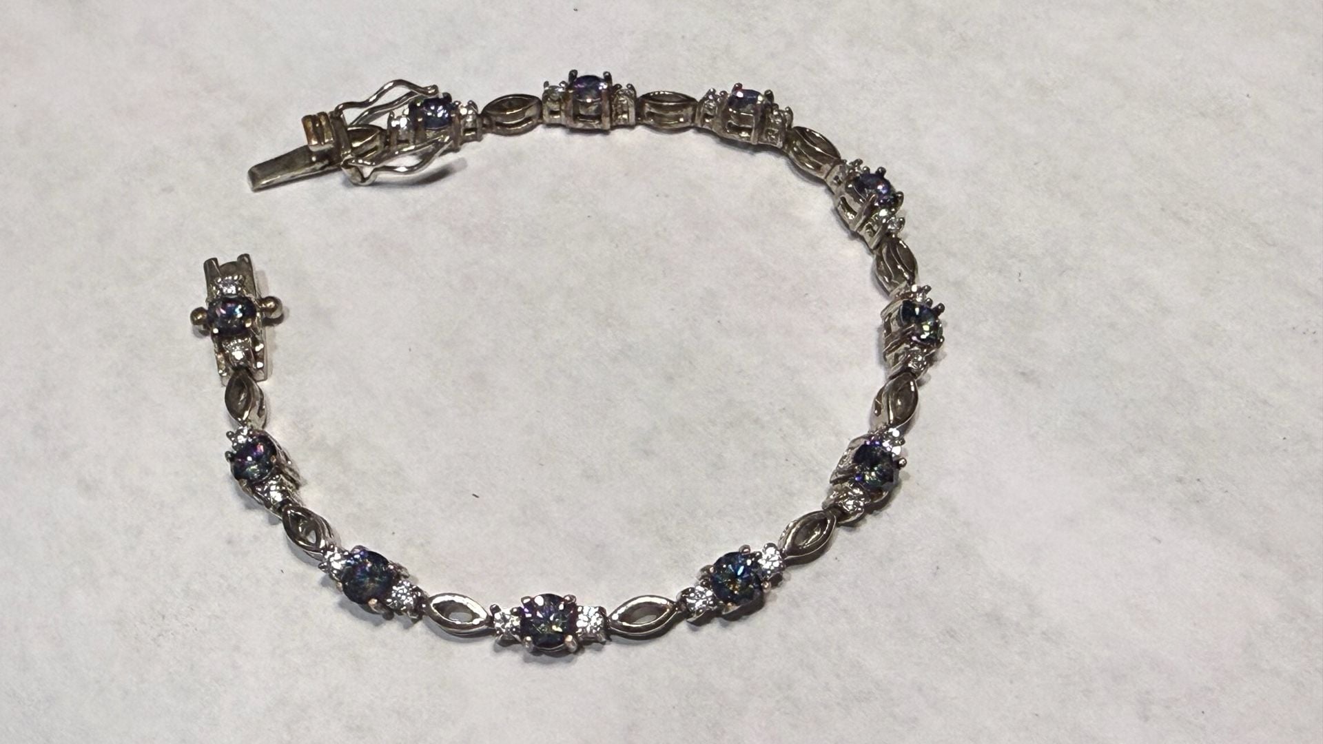 Silver Tone and Mystic Topaz style Tennis Bracelet 2