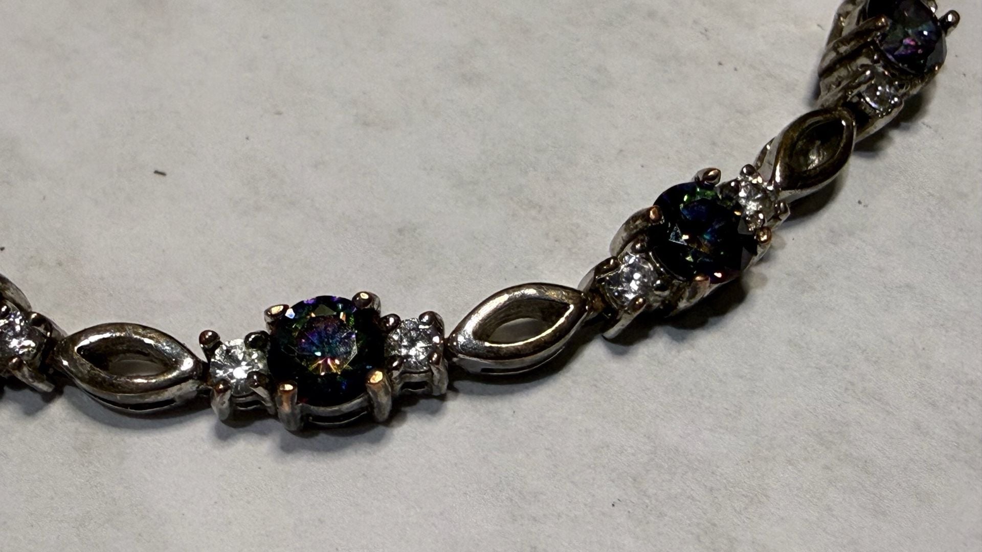 Silver Tone and Mystic Topaz style Tennis Bracelet 3