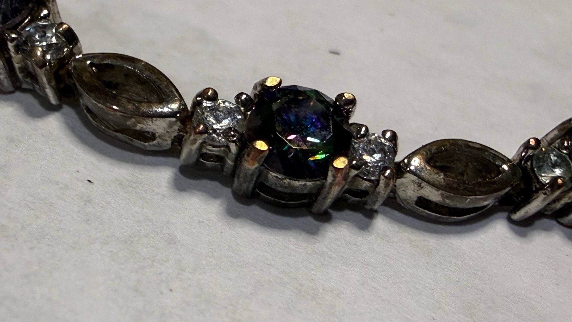 Silver Tone and Mystic Topaz style Tennis Bracelet 4