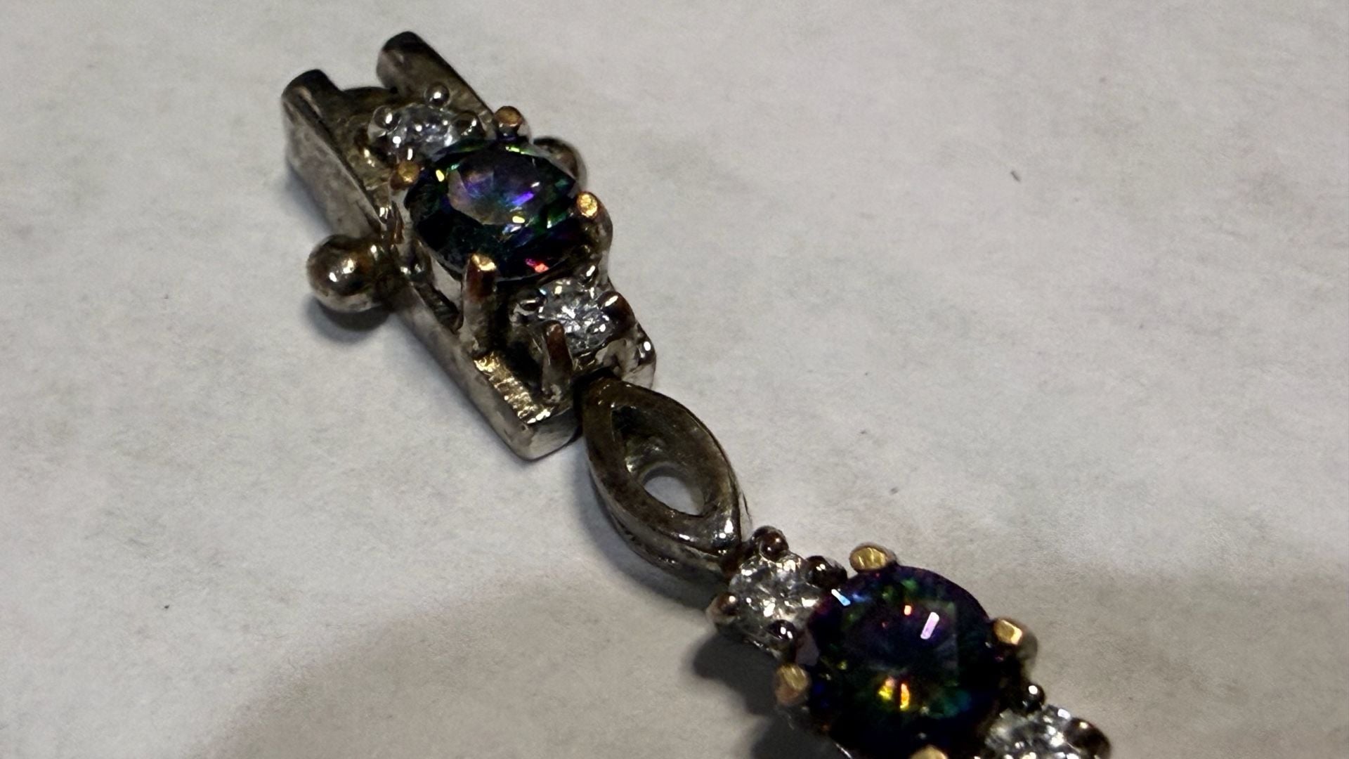 Silver Tone and Mystic Topaz style Tennis Bracelet 6