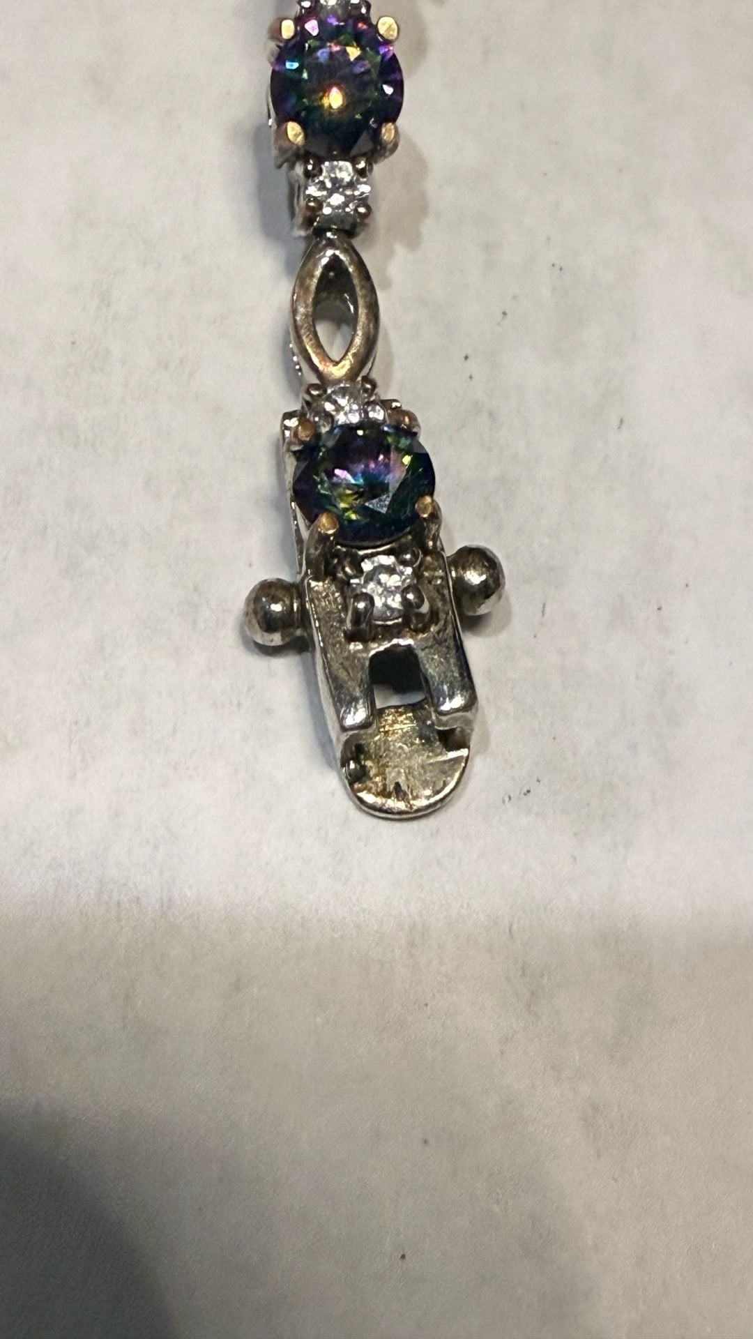 Silver Tone and Mystic Topaz style Tennis Bracelet 10