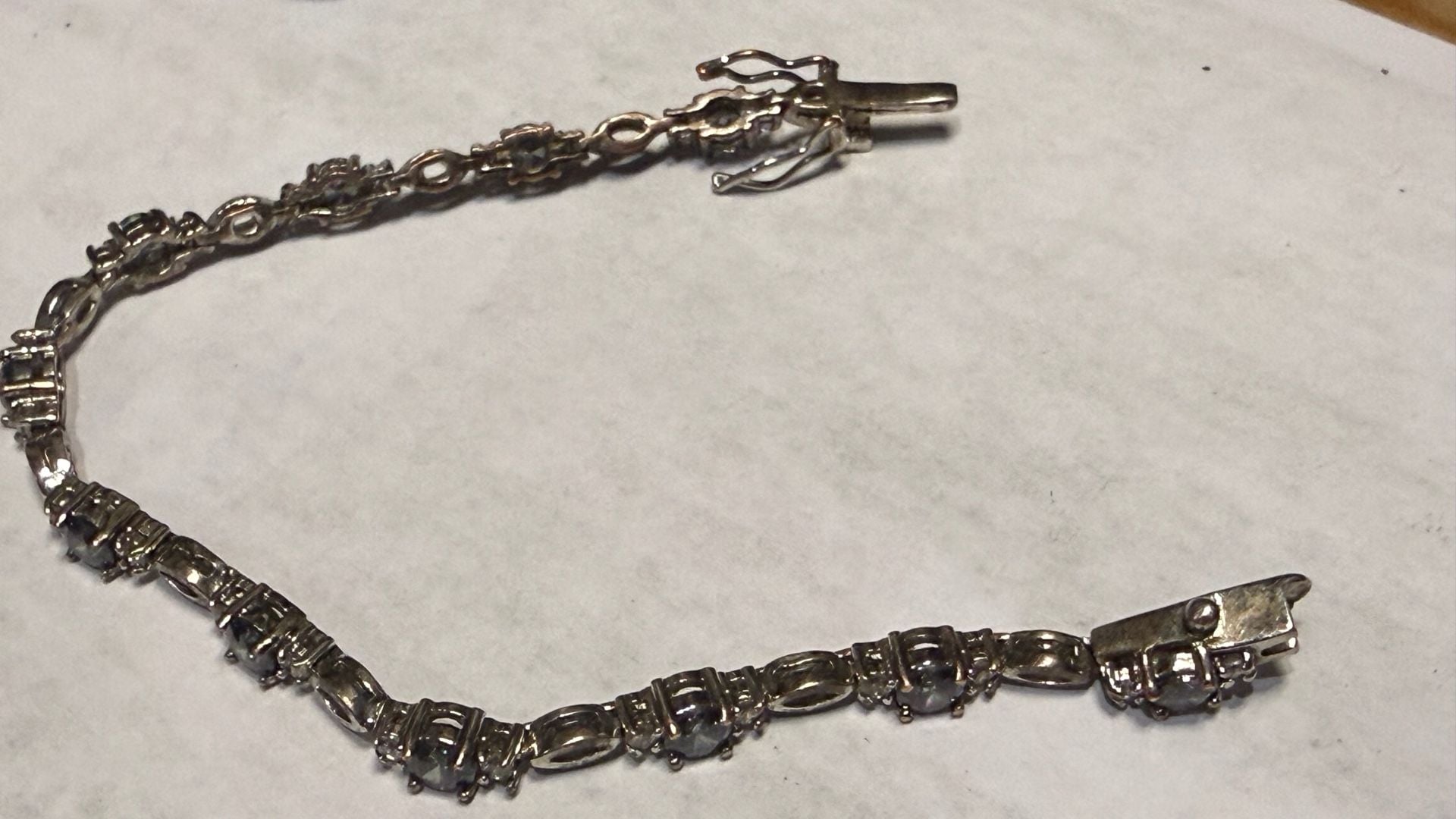 Silver Tone and Mystic Topaz style Tennis Bracelet 11
