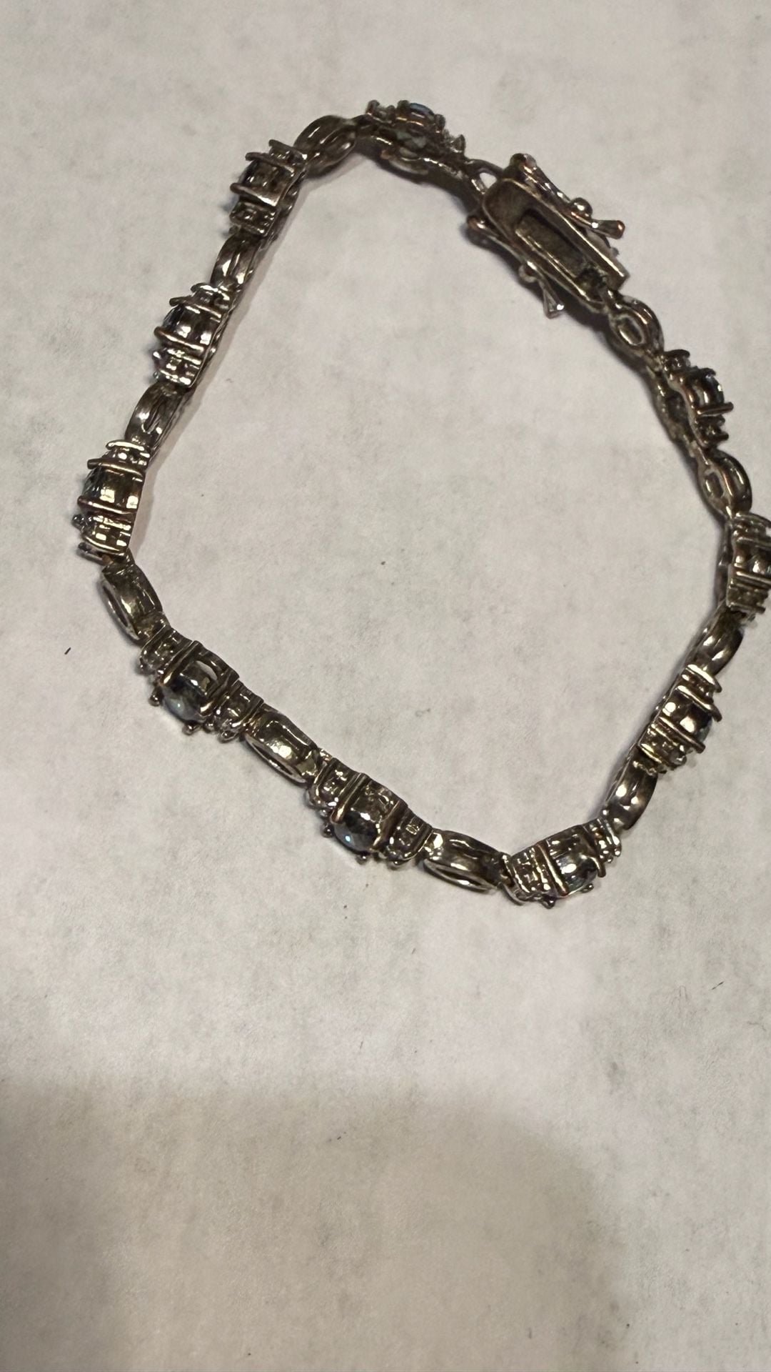 Silver Tone and Mystic Topaz style Tennis Bracelet 12