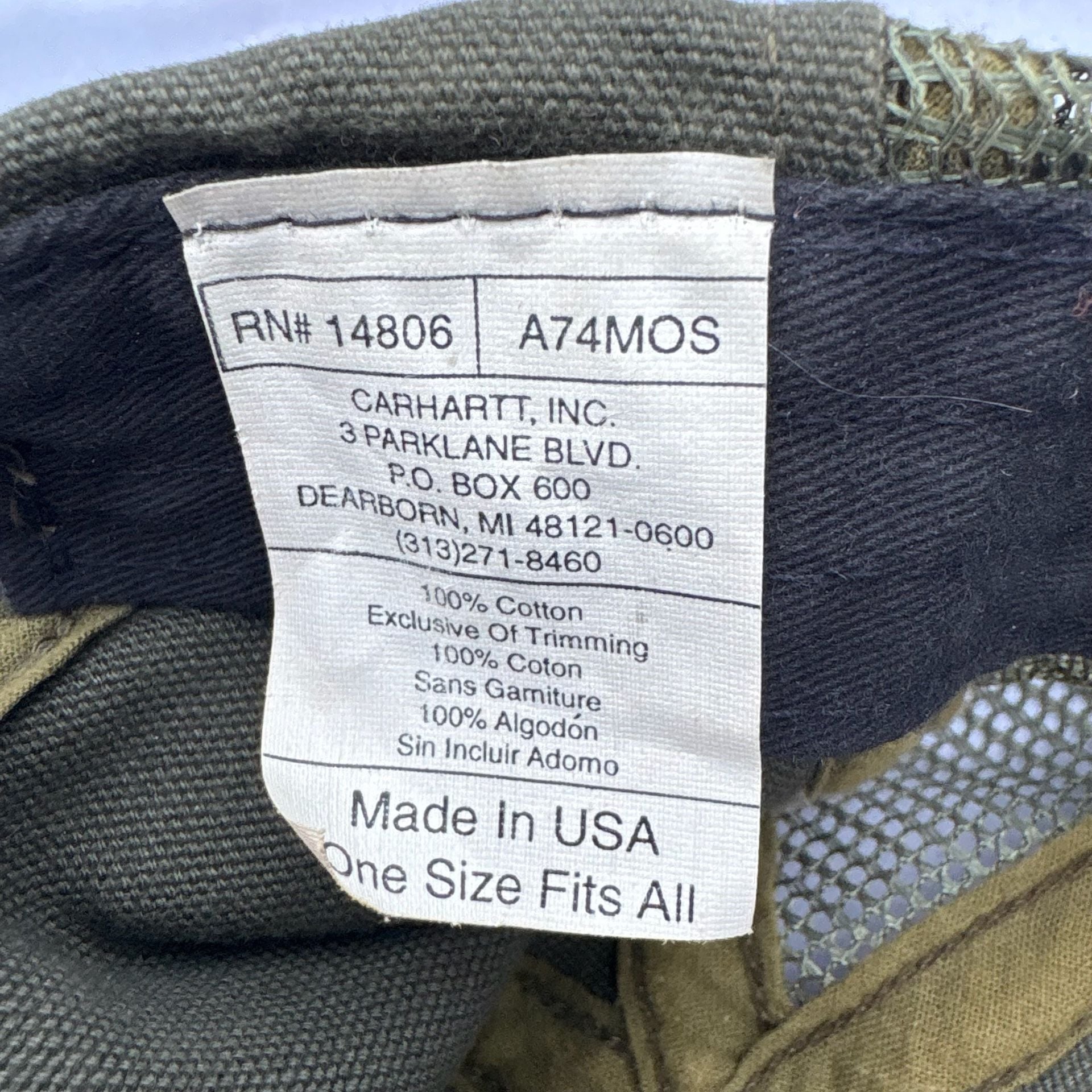 VTG 90s Carhartt A74MOS Moss Green Rare Color And Style Trucker Hat Canvas Mesh USA 7