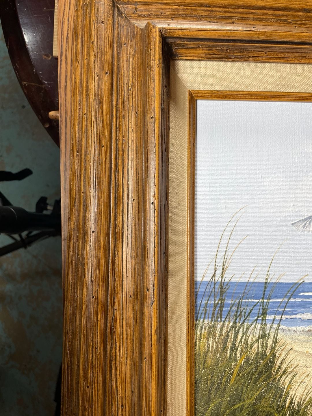Gloria Pelkey Seagulls and Sailboats Coastal Seascape Sculptural Painting Framed 7