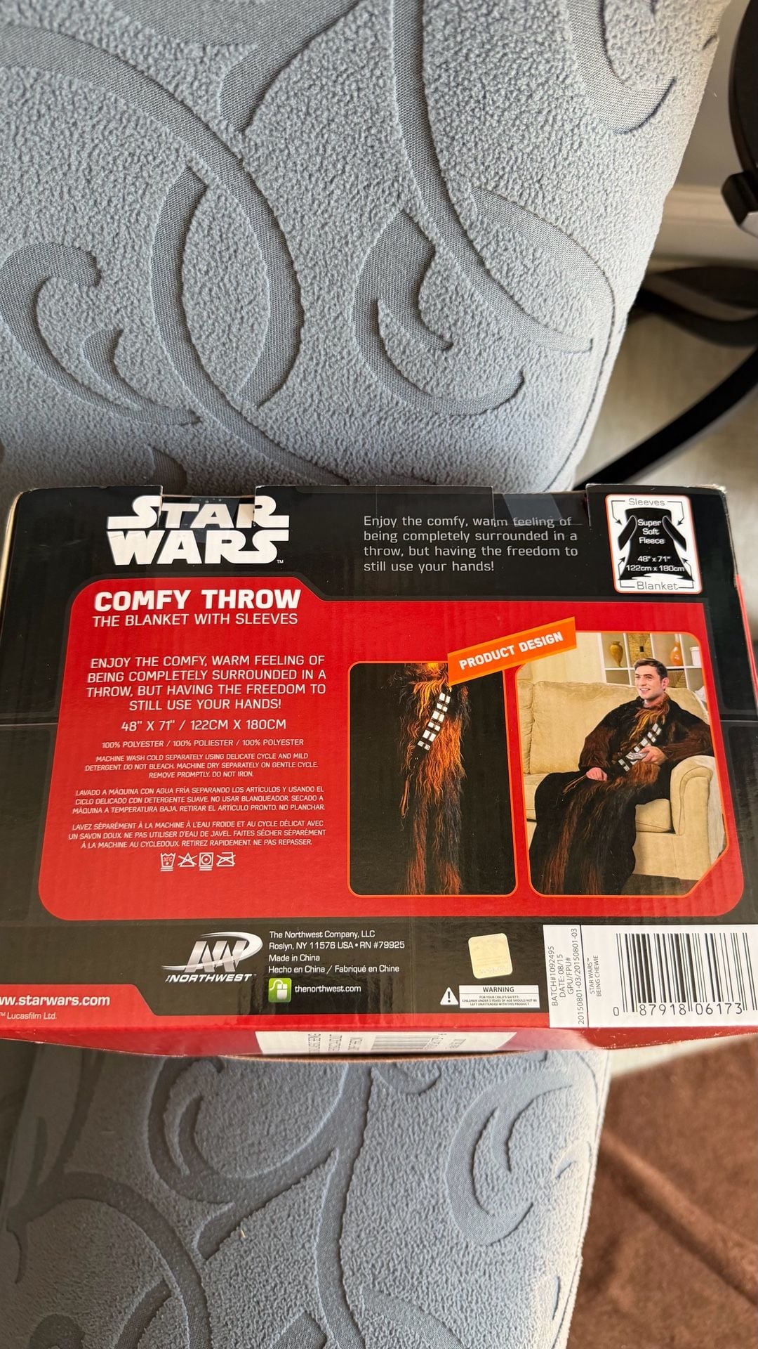 Star Wars Chewbacca Comfy Throw The Blanket With Sleeves 48" x 71" 2